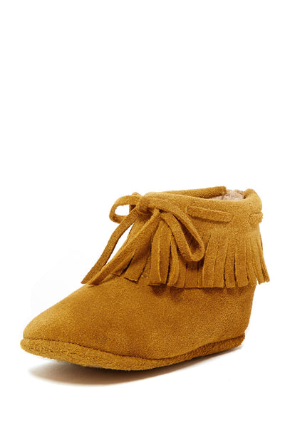 Camel Suede Fringe Boots - Petit Confection