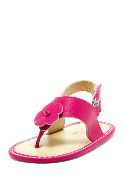 Hot Pink Hibiscus Applique Sandals - Petit Confection