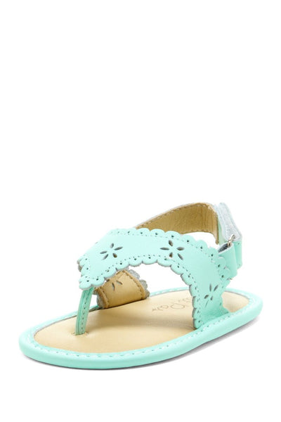 Mint Green Eyelet Scalloped Sandals - Petit Confection