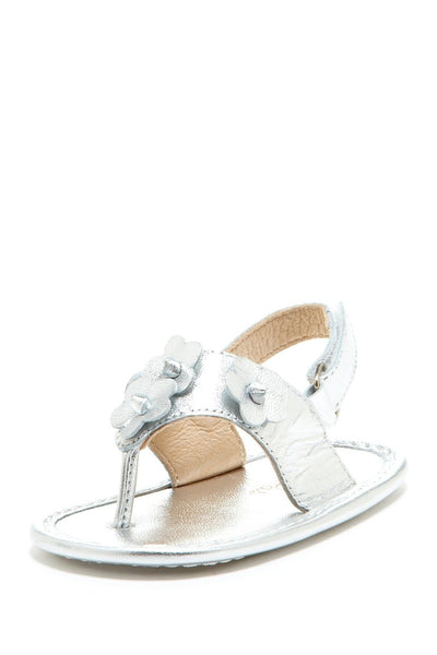 Silver Daisy Applique Sandals - Petit Confection