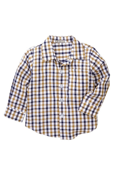 Gold Checkered Button-Down Shirt - Petit Confection