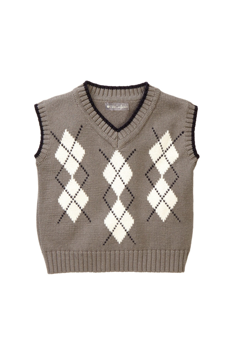 Gray Argyle Knit Vest – Petit Confection