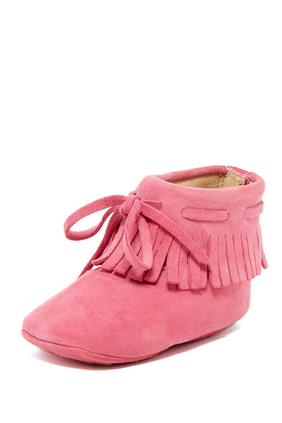 Pink Suede Fringe Boots - Petit Confection