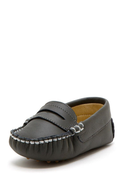 Dark Gray Stitched Pennyloafers - Petit Confection